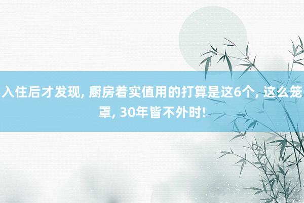 入住后才发现, 厨房着实值用的打算是这6个, 这么笼罩, 30年皆不外时!